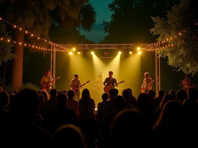 Canlı müzik etkinliği gece bahçe sahnesi