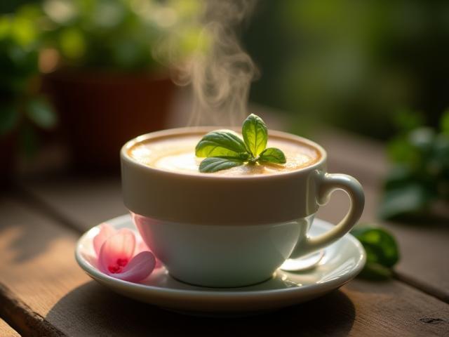 Fesleğen aromalı Bahçe Lattesi